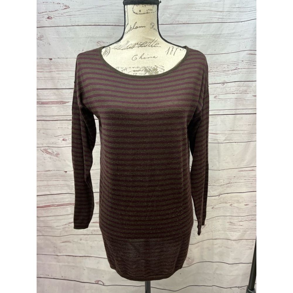 Ann Taylor‎ medium brown and purple stripped long sleeve sweater